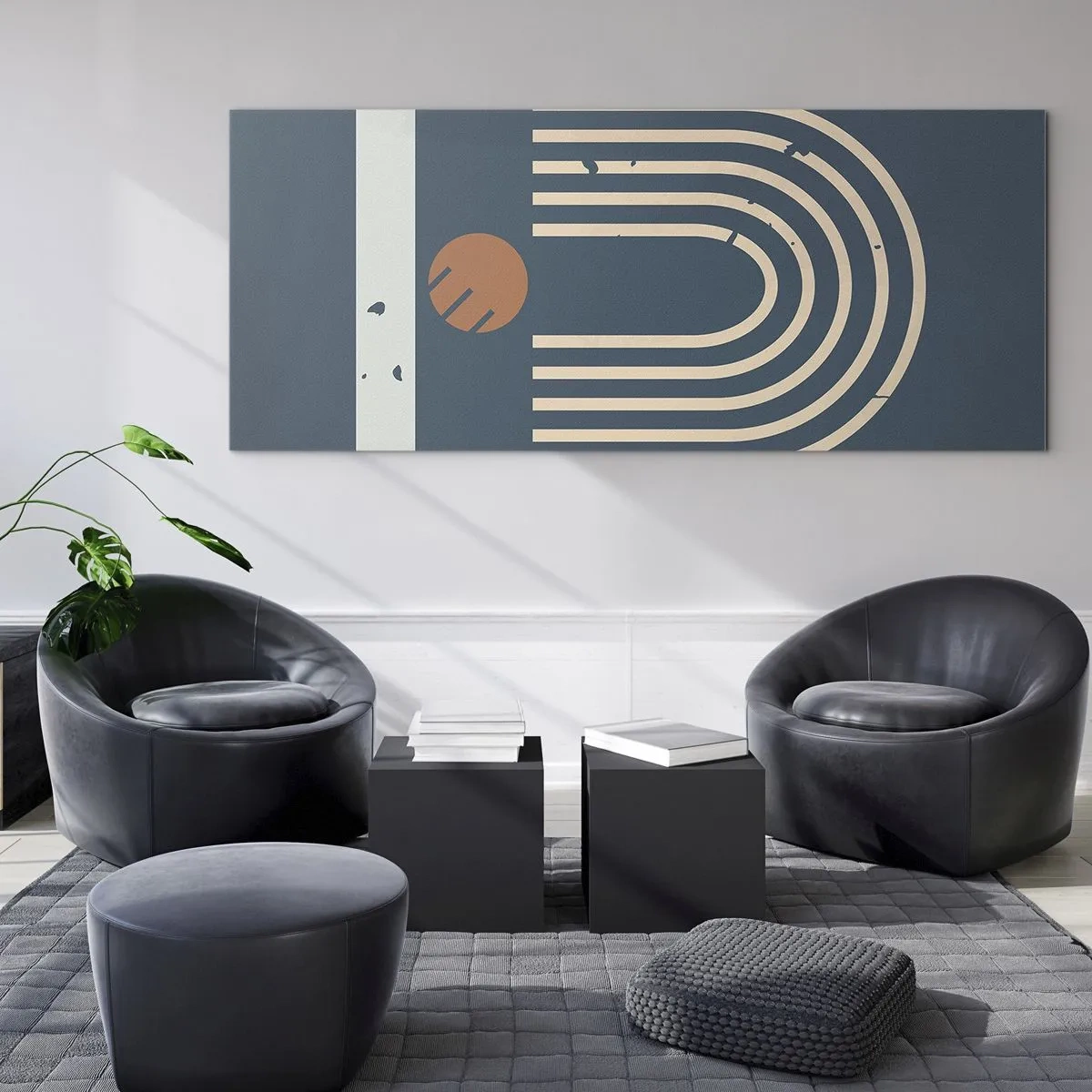 Üveg kép - Geometria sötétkék háttéren - 100x40 cm