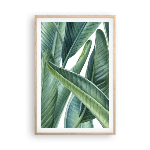 Poszter világos tölgy keretben - Zöld önmagában - 61x91 cm