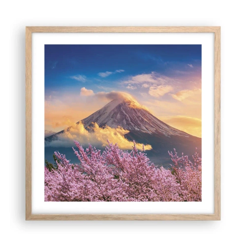 Poszter világos tölgy keretben - Japán szentség - 50x50 cm