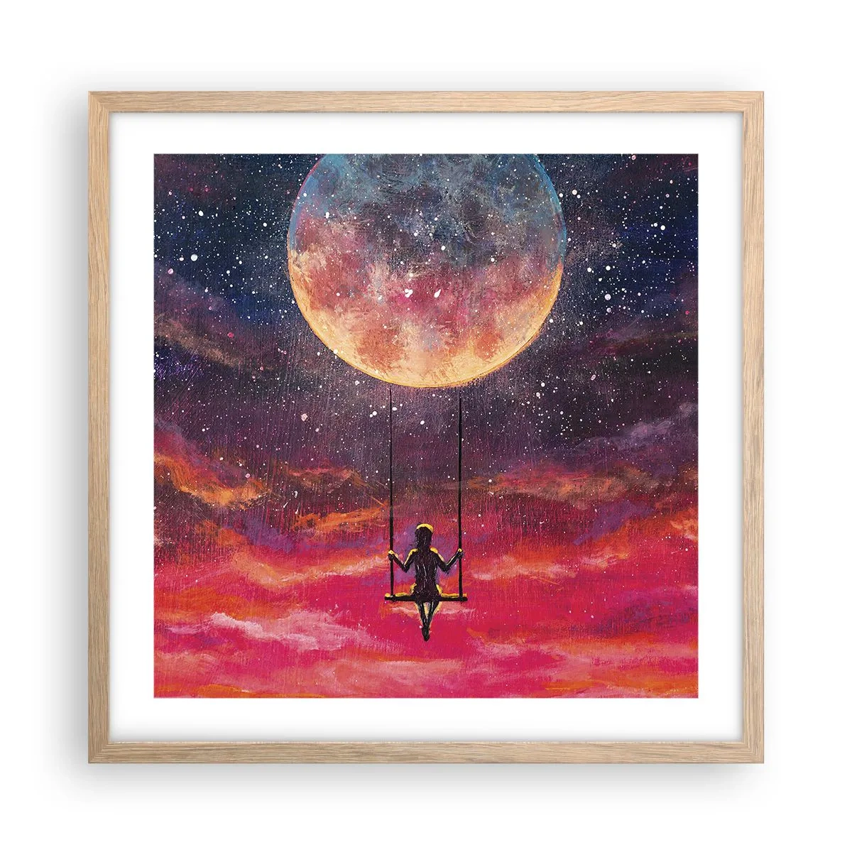 Poszter világos tölgy keretben - Álmodozva - 50x50 cm