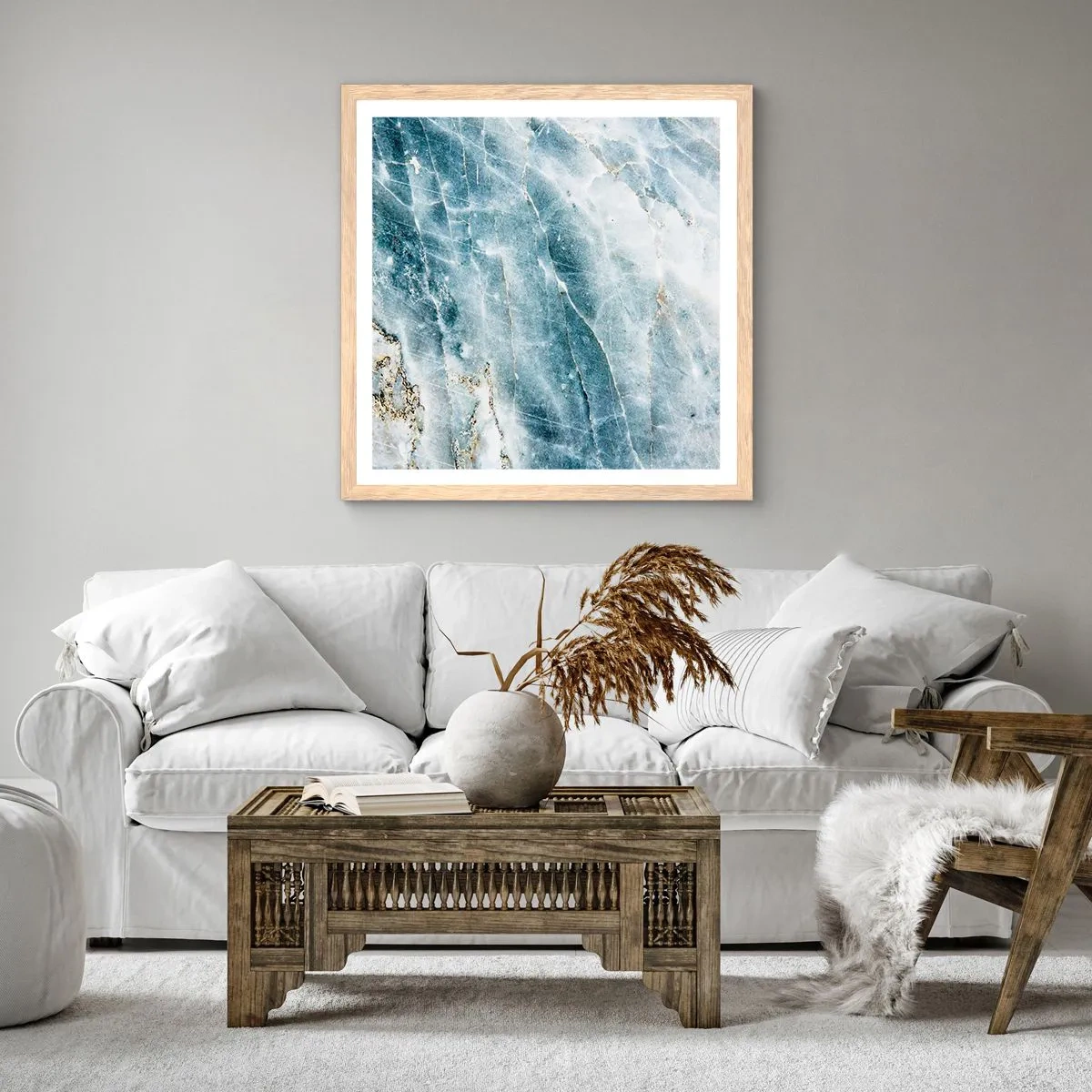 Poszter világos tölgy keretben - Jégvilág - 40x40 cm