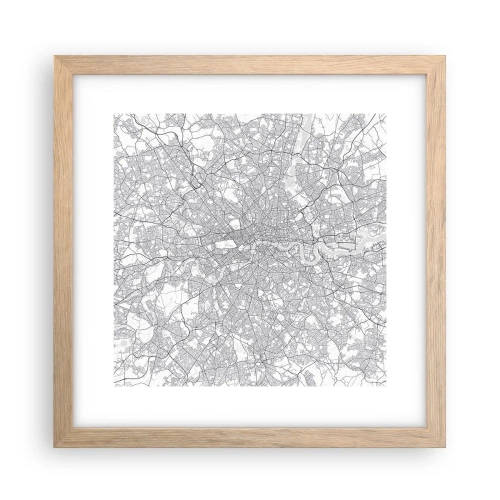 Poszter világos tölgy keretben - A londoni labirintus térképe - 30x30 cm