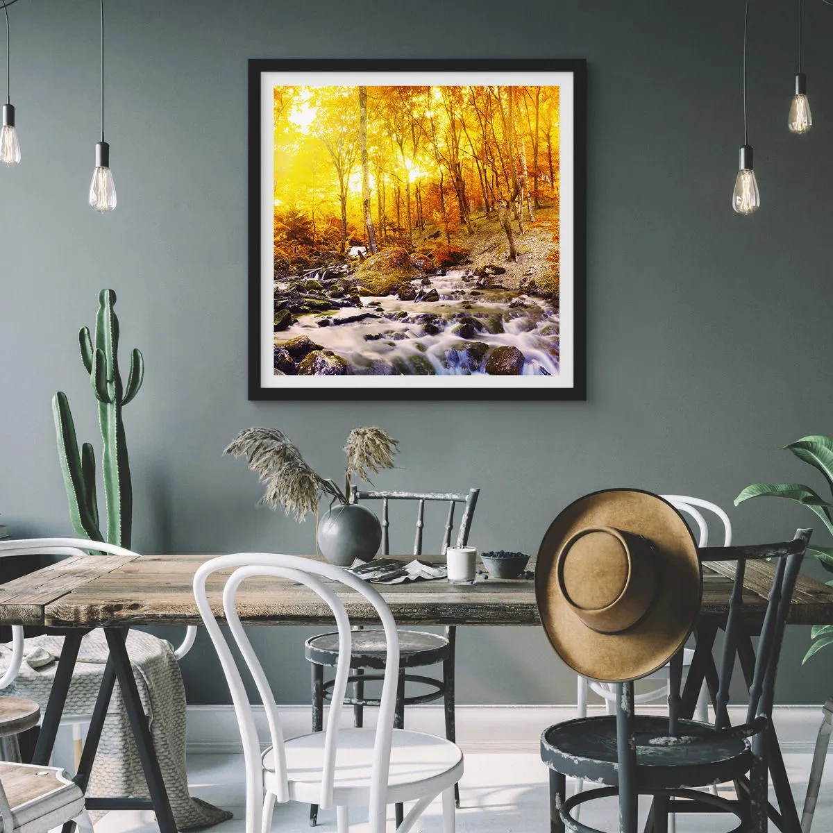 Poszter fehér keretben - Kövek aranyba és platinába - 40x40 cm