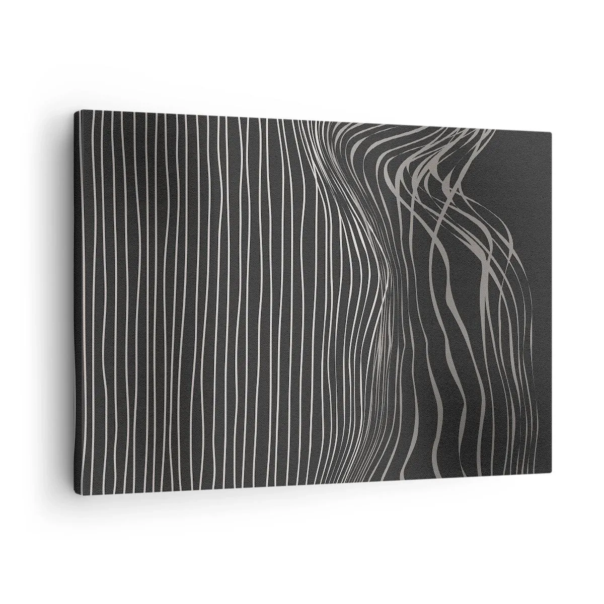 Vászonkép - Fehér vonalak sötétszürke háttéren absztrakt elrendezésben - 70x50cm - Ritmus és akcentus - Modern fali dekoráció nappalihoz és hálószobához ARTTOR