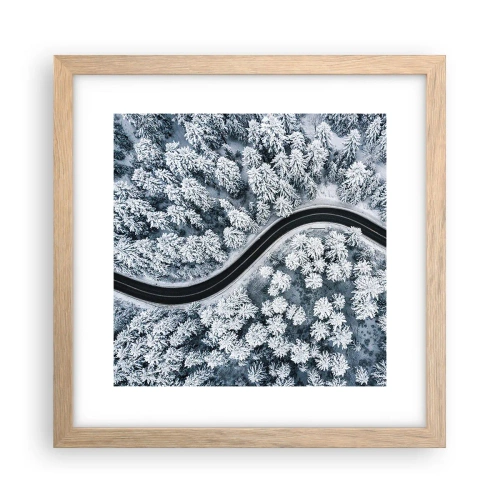 Poszter világos tölgy keretben - A téli erdőn - 30x30 cm