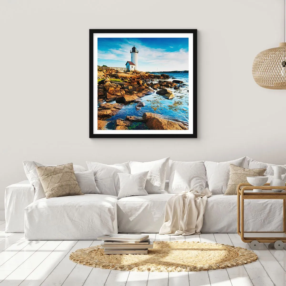 Poszter fehér keretben - Gyertek vissza boldogan, várlak - 60x60 cm