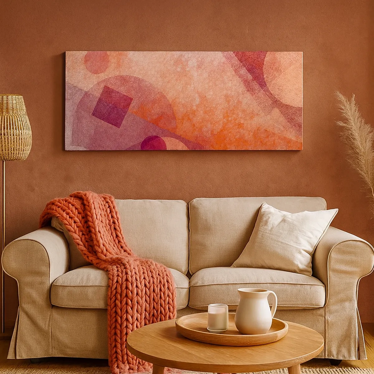 Vászonkép - Geometriai transzformációk rózsaszínben - 30x30 cm