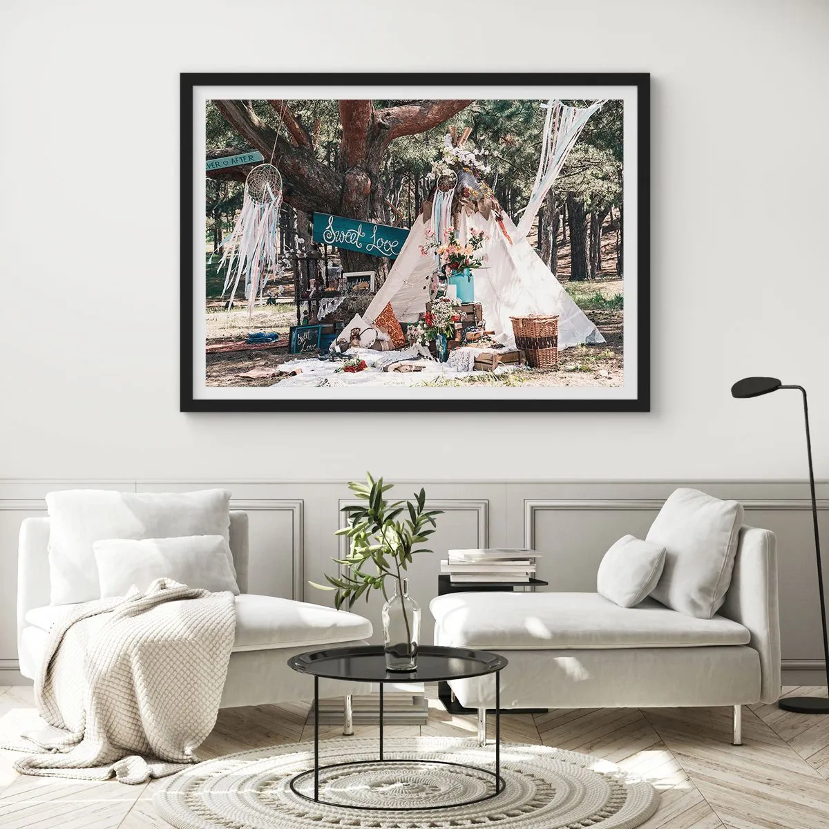 Poszter fehér keretben - Make love… - 70x50 cm