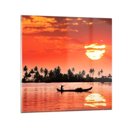 Üveg kép - A trópusok nyugalma naplementekor - 70x70 cm