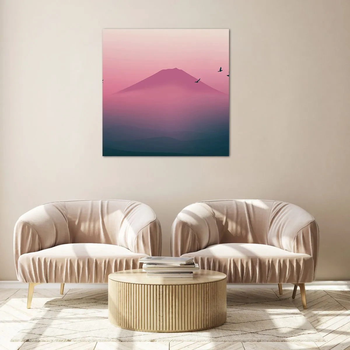 Üveg kép - Vándorok a felhők felett - 70x70 cm