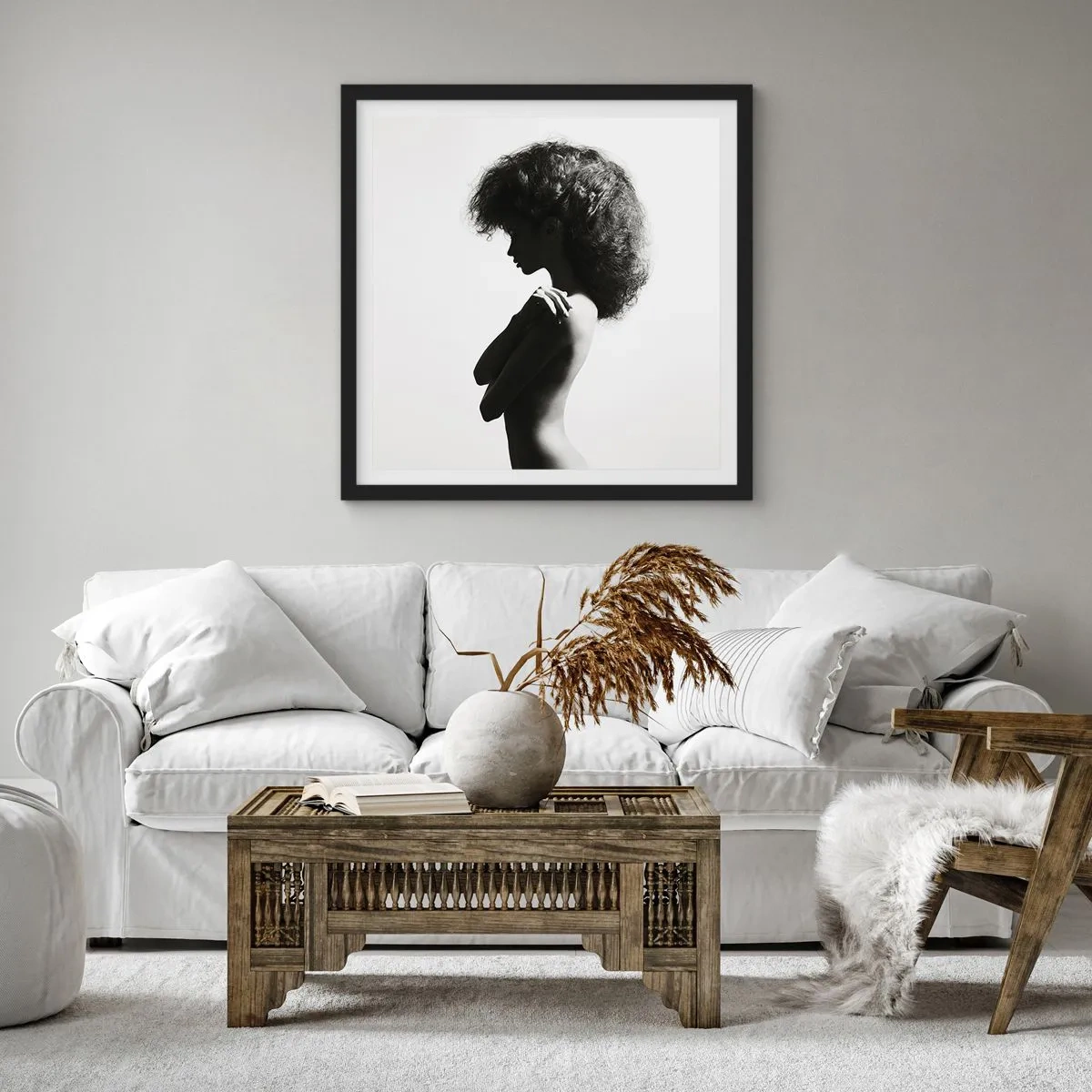 Poszter fehér keretben - Mint virág a karcsú száron - 30x30 cm