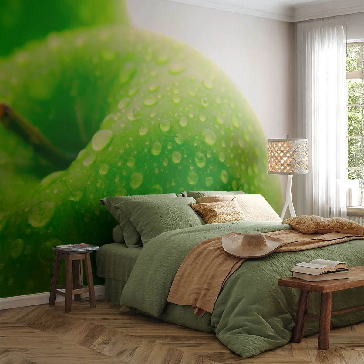 Fotótapéta Premium Sand - Zöld hűvös frissesség - Gyümölcs, alma, Gasztronómia - 100x70 cm