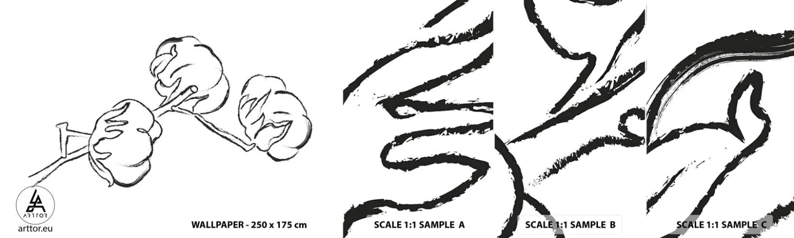 Fotótapéta Minta Standard Eco - Pamut pehely - Pamut, Minimalizmus, Körvonal - 100x30 cm