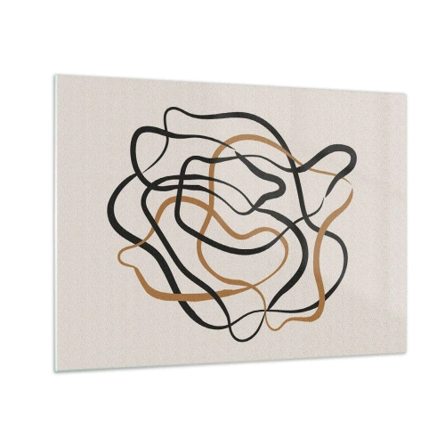 Üveg kép - Fekete és barna vonalak absztrakt kuszasága. - 70x50cm - Minden összezavarodott - Modern fali dekoráció nappalihoz és hálószobához ARTTOR