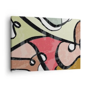 Vászonkép - Színes absztrakt formák fekete vonalakkal - 70x50cm - Pirouettek a színek között - Modern fali dekoráció nappalihoz és hálószobához ARTTOR