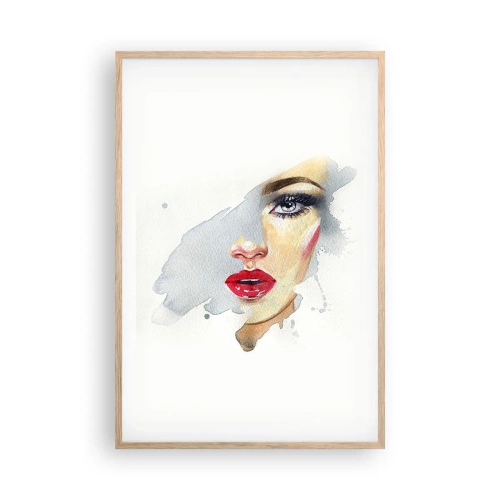 Poszter világos tölgy keretben - Egy vízcsepp tükörkép  - 61x91 cm