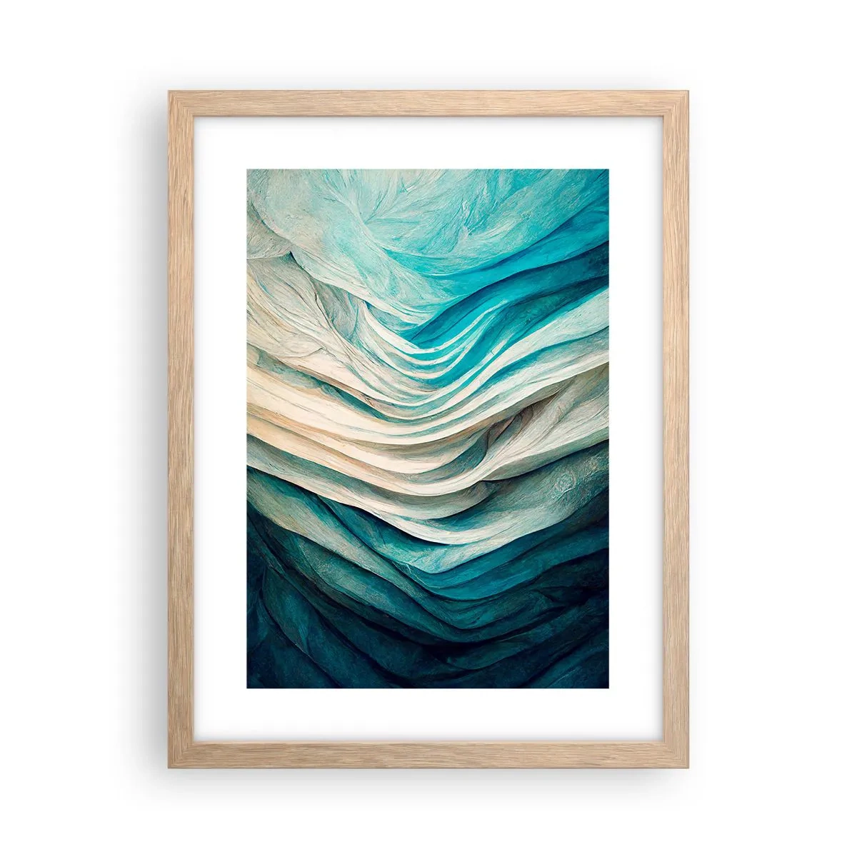 Poszter világos tölgy keretben - Kék telhetetlenség - 30x40 cm