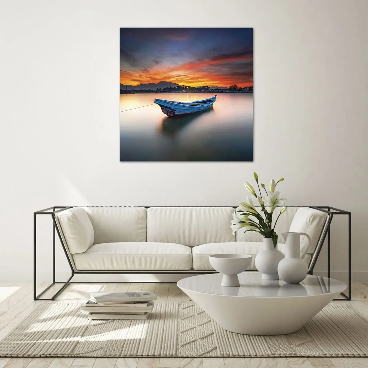 Üveg kép - Jó éjszaka jön - 30x30 cm