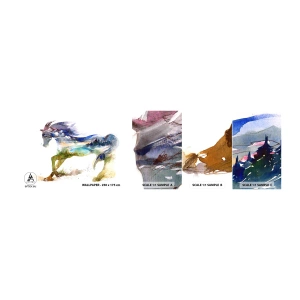 Fotótapéta Minta Standard Eco - A rétről egyenesen a mennybe - Ló, Absztrakció, Tájkép - 100x30 cm