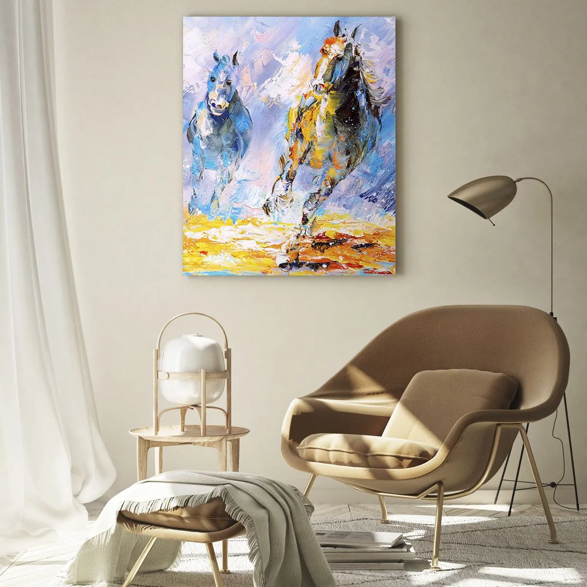 Üveg kép - Átvágtatva a vakító fényen - 70x100 cm
