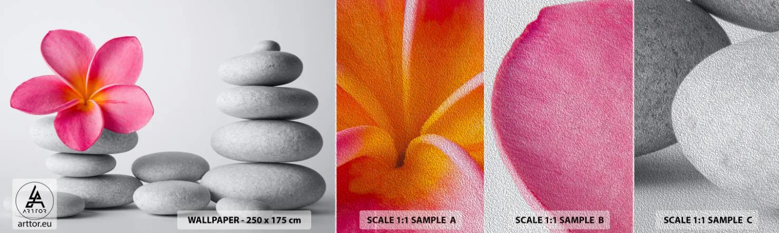 Fotótapéta Minta Premium Sand - Kő a kövön, és ezen a kövön... - Virág, Kövek, Gyógyfürdő - 100x30 cm