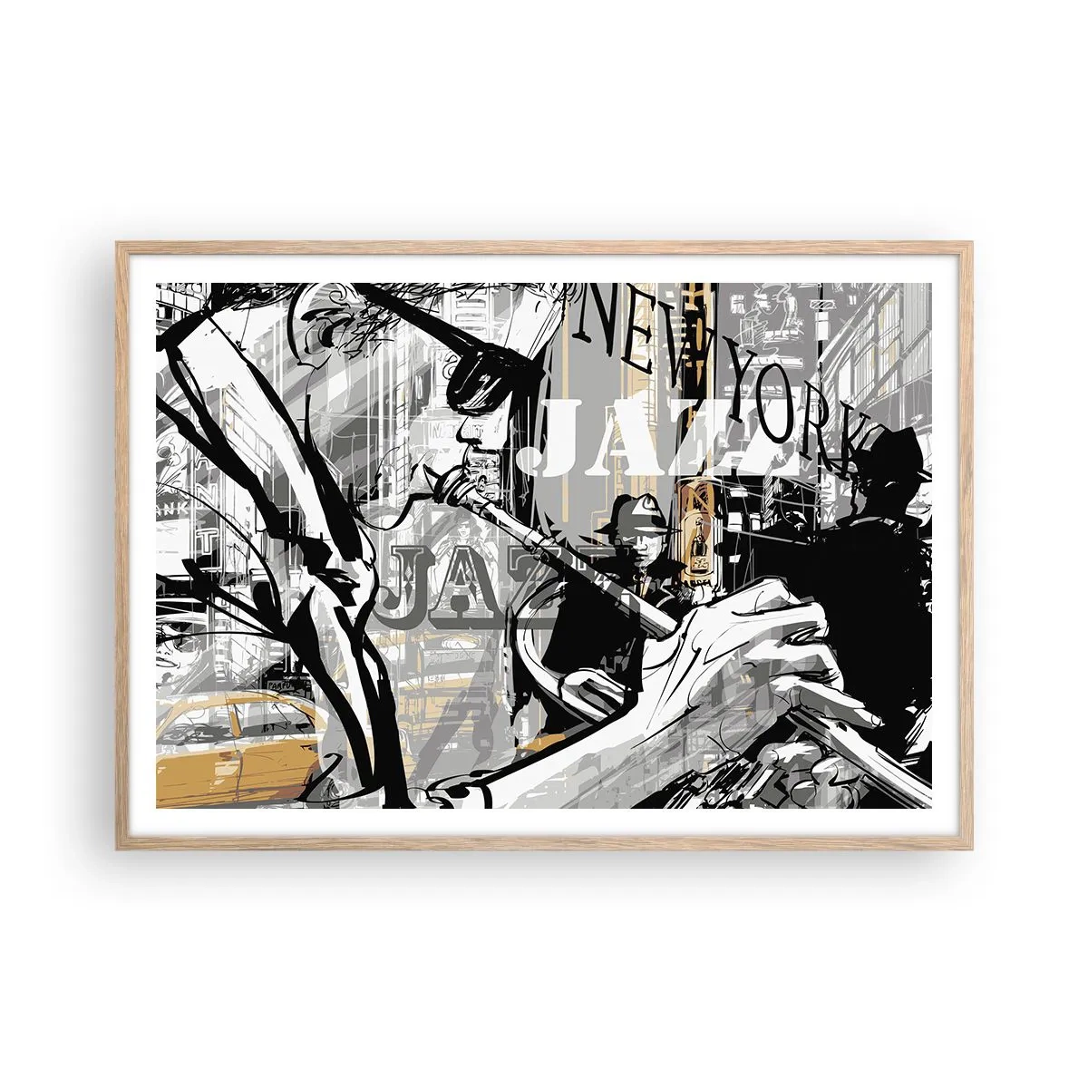 Poszter világos tölgy keretben - A New York ritmusában - 100x70 cm