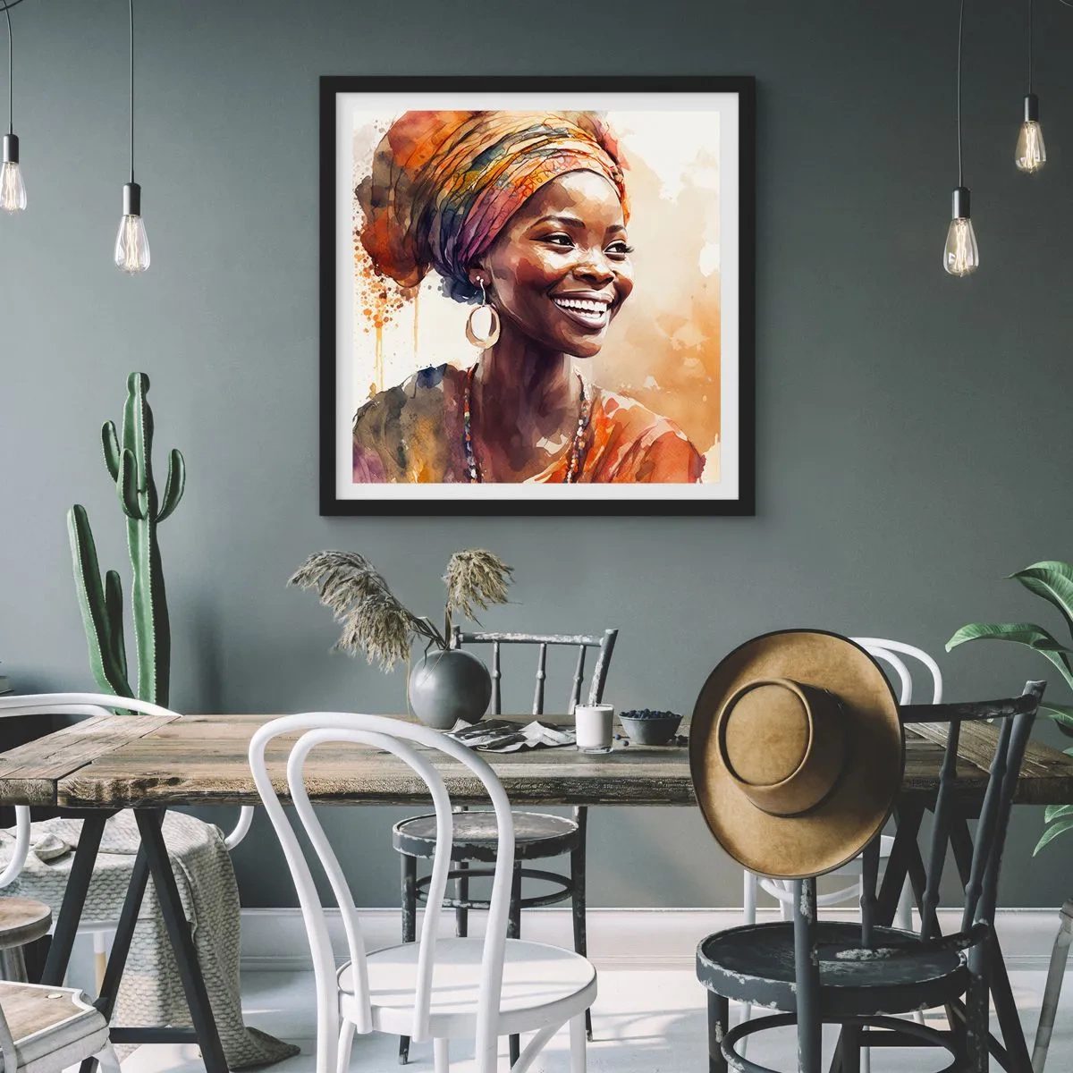 Poszter fehér keretben - Afrikai királynő - 30x30 cm