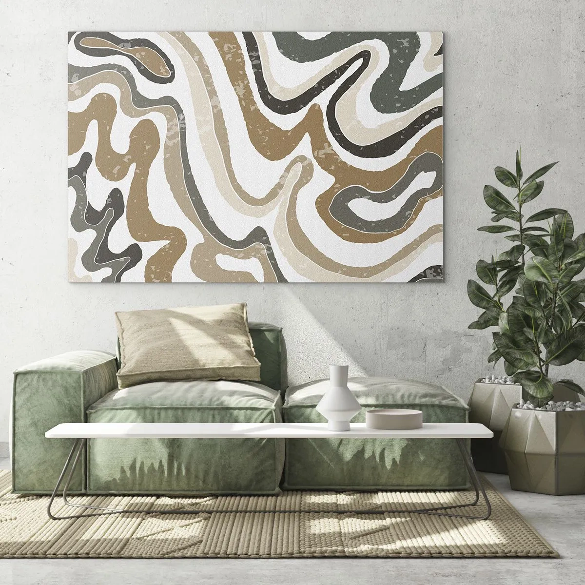 Üveg kép - Absztrakt minta földszínekben - 70x50cm - Földszínű színek kanyarulatai - Modern fali dekoráció nappalihoz és hálószobához ARTTOR