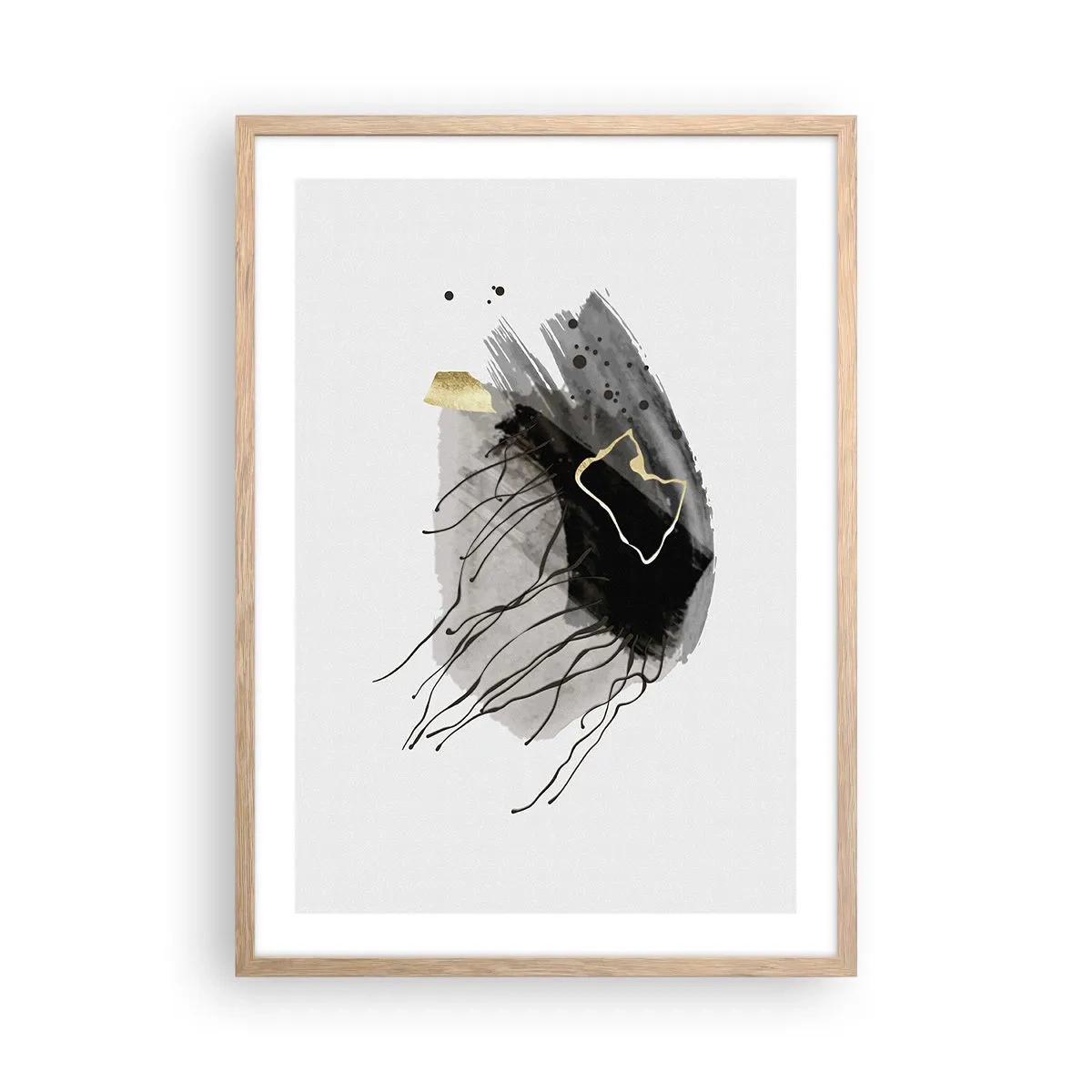 Poszter világos tölgy keretben - Feketében és aranyban - 50x70 cm