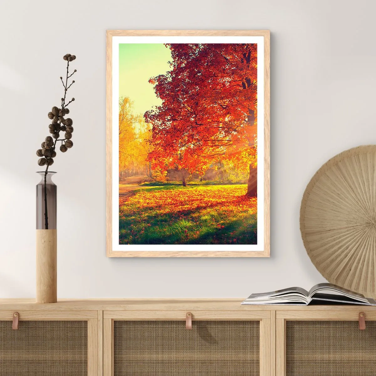 Poszter világos tölgy keretben - A vörös gyönyörű - 40x50 cm