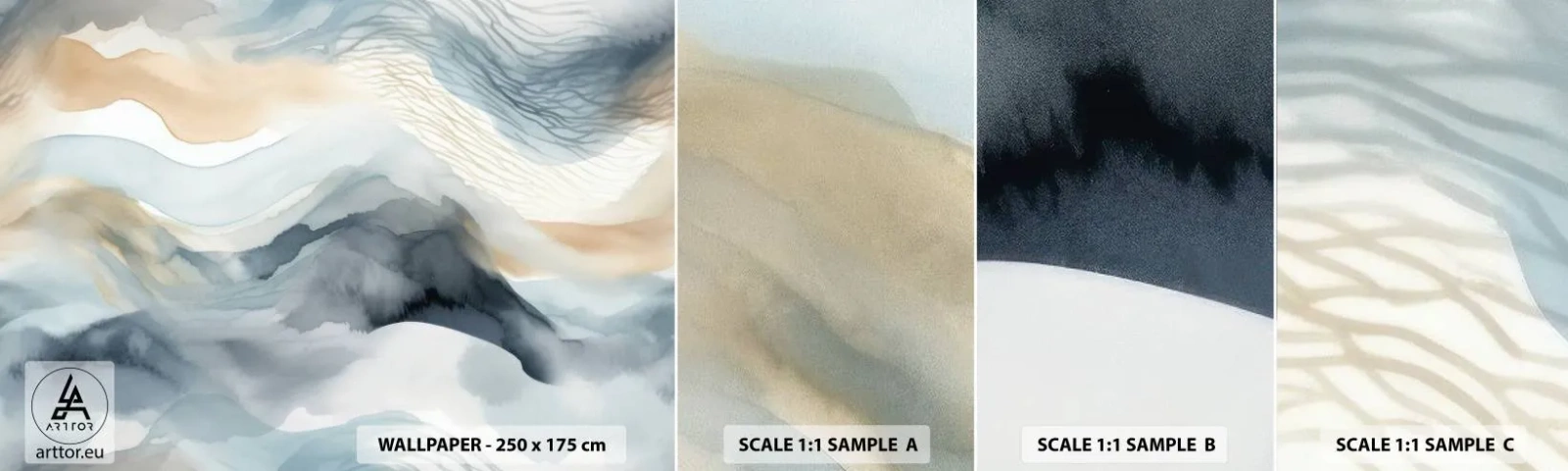 Fotótapéta Minta Standard Eco - Hó és köd absztrakció - Darab, Vízfestmény, Minimalizmus - 100x30 cm