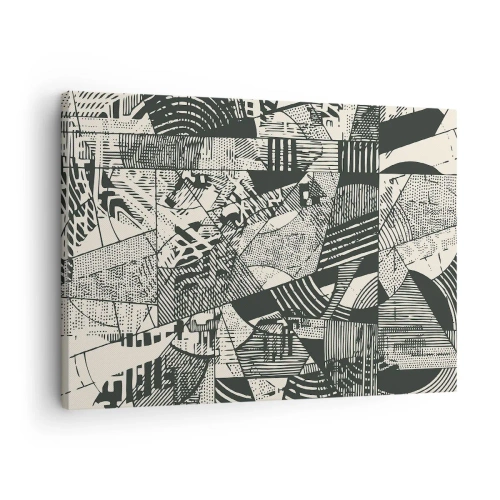 Vászonkép - Geometrikus absztrakt minták zöld árnyalatokban világos háttéren - 70x50cm - A jelenkor dinamikája - Modern fali dekoráció nappalihoz és hálószobához ARTTOR