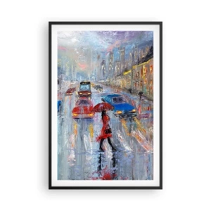 Poszter fehér keretben - Esős ​​délután a városban - 61x91 cm