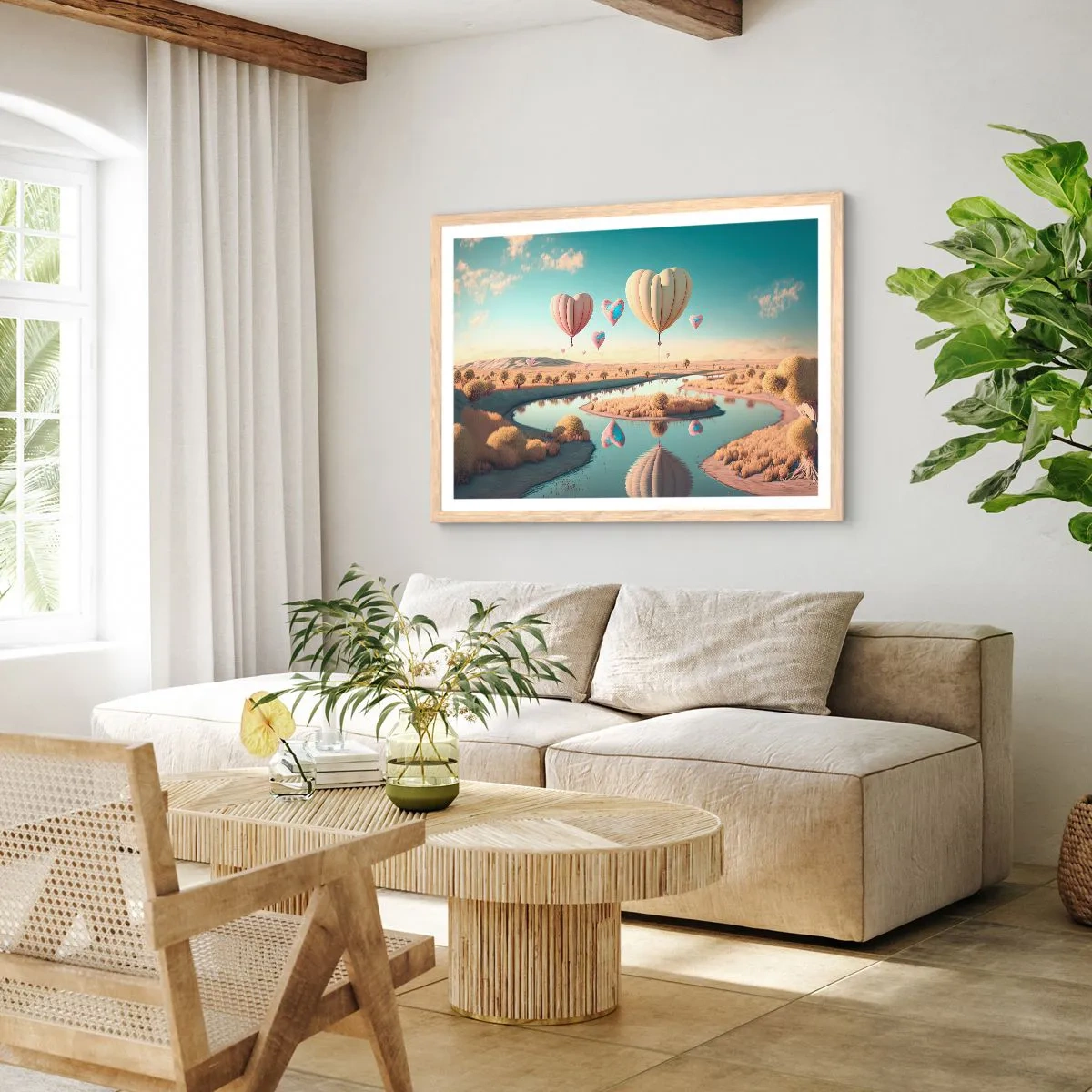 Poszter világos tölgy keretben - A szerelem szárnyalni hagy - 91x61 cm