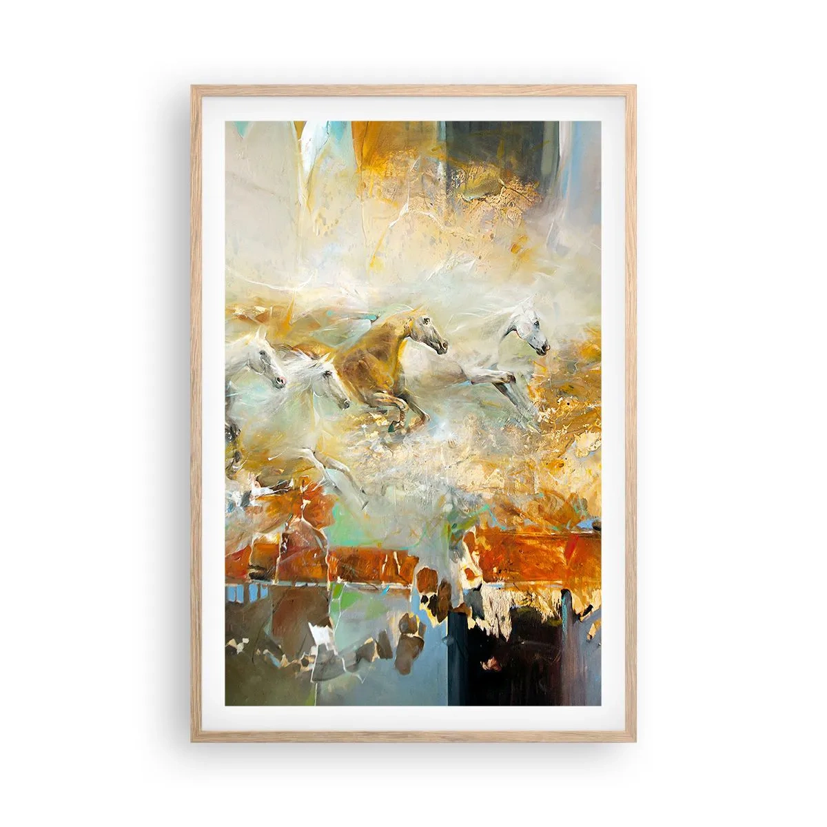 Poszter világos tölgy keretben - Vágta a fényen át - 61x91 cm