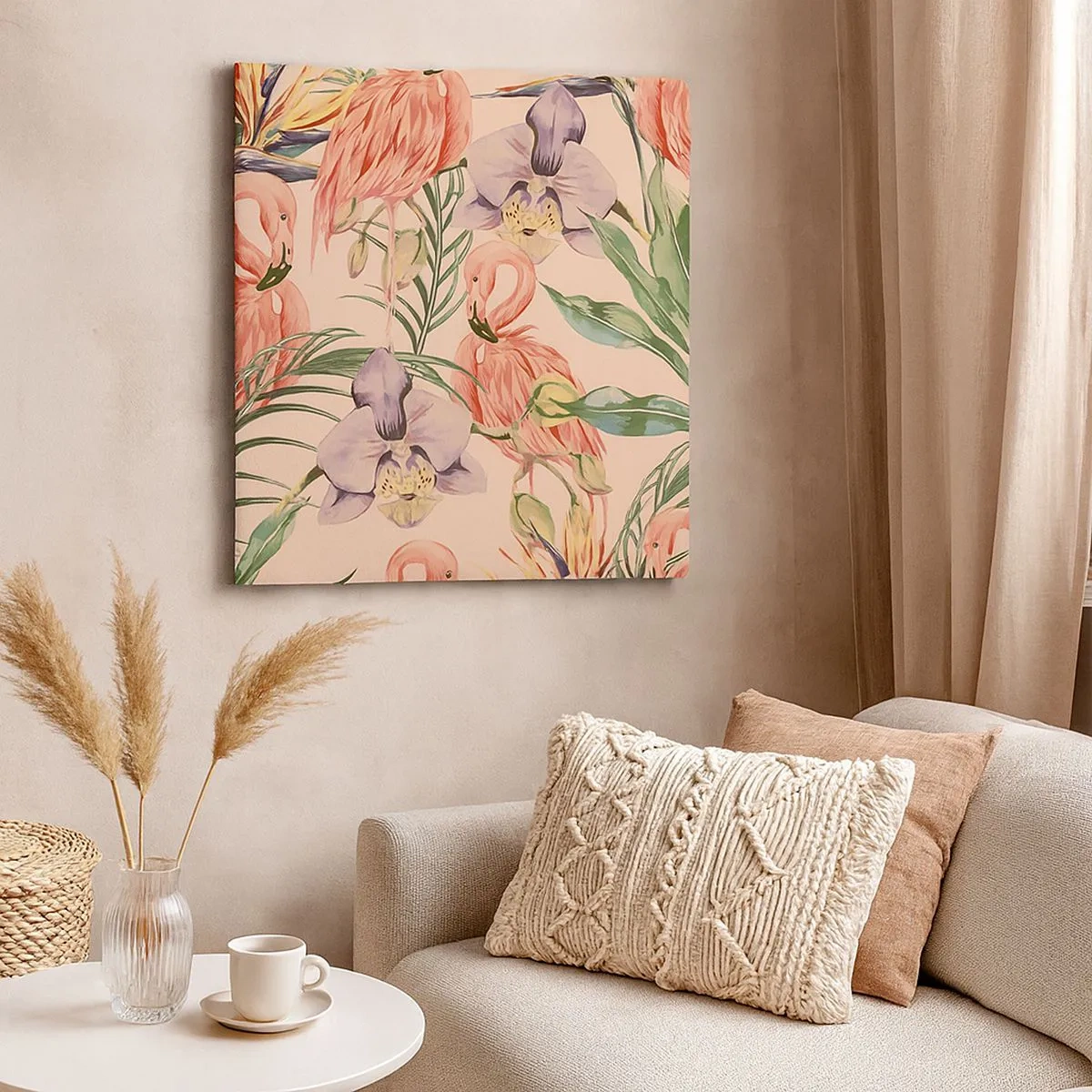 Vászonkép - Rózsaszín balett a virágokban - 30x30 cm