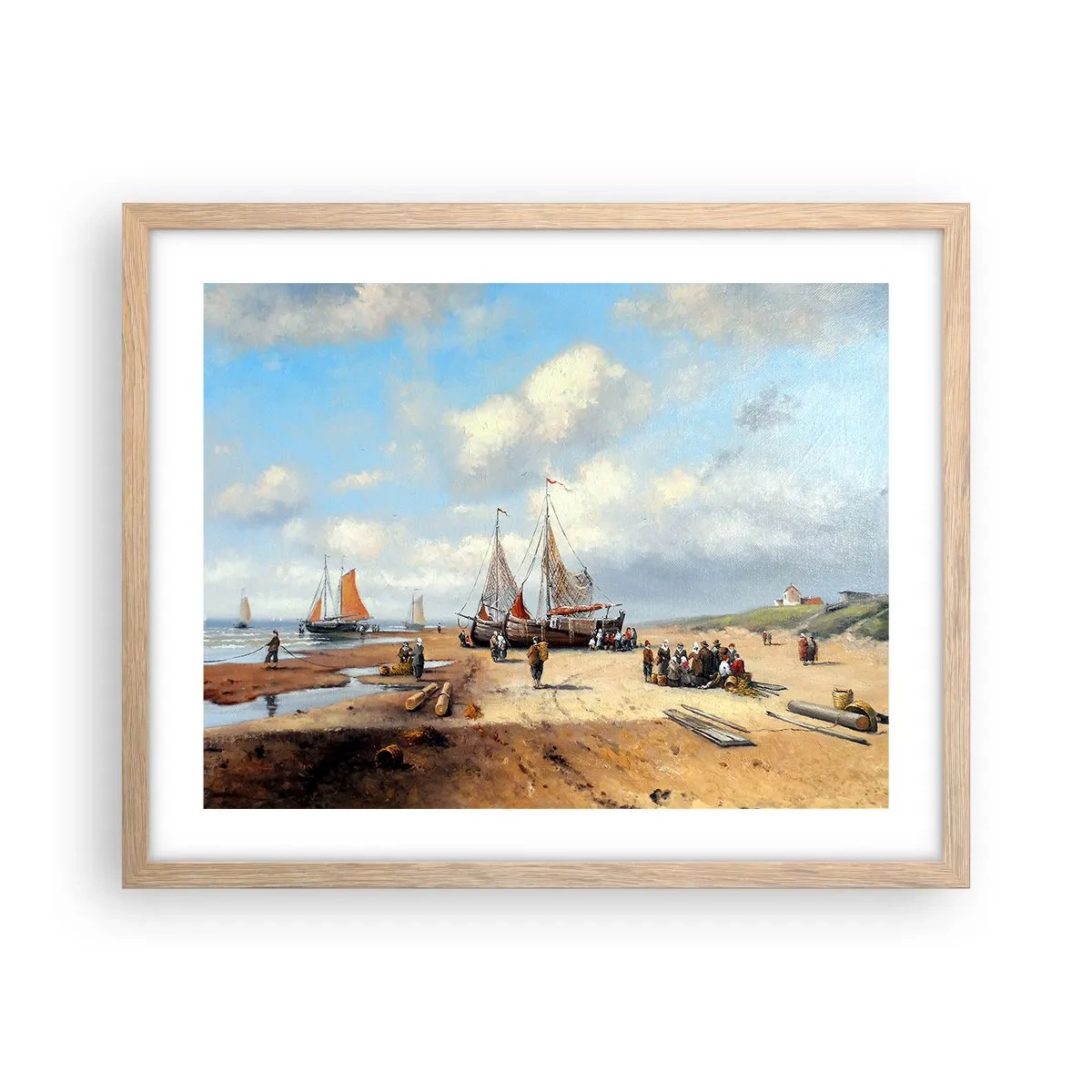 Poszter világos tölgy keretben - Egy sikeres fogás után - 50x40 cm