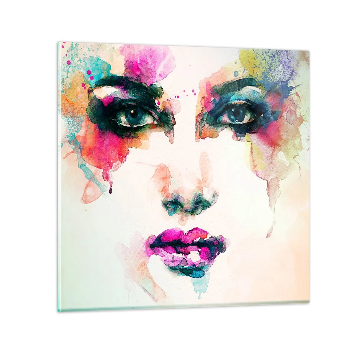 Üveg kép - Szivárvánnyal festett portré - 50x50 cm