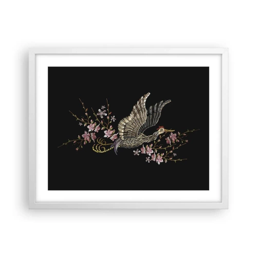 Poszter fekete keretben - Egzotikus hímzett madár - 50x40 cm