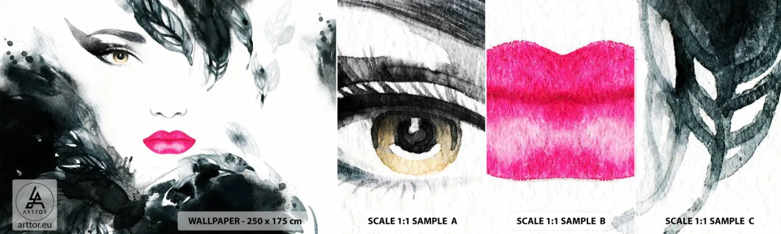 Fotótapéta Minta Standard Eco - Figyelem! Femme fatale - Absztrakció, Női Arc, Egy nő portréja - 100x30 cm