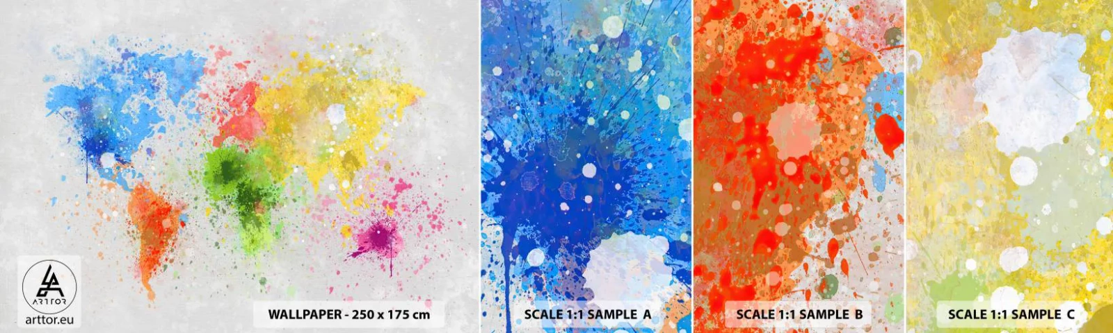 Fotótapéta Minta Standard Eco - A világ minden színe - Világtérkép, Kontinensek, Utazások - 100x30 cm