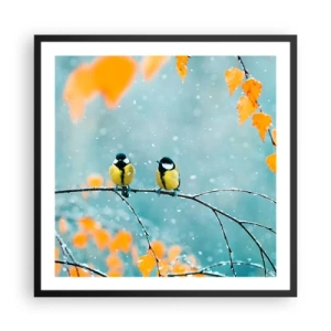 Poszter fehér keretben - Madárpletykák - 60x60 cm