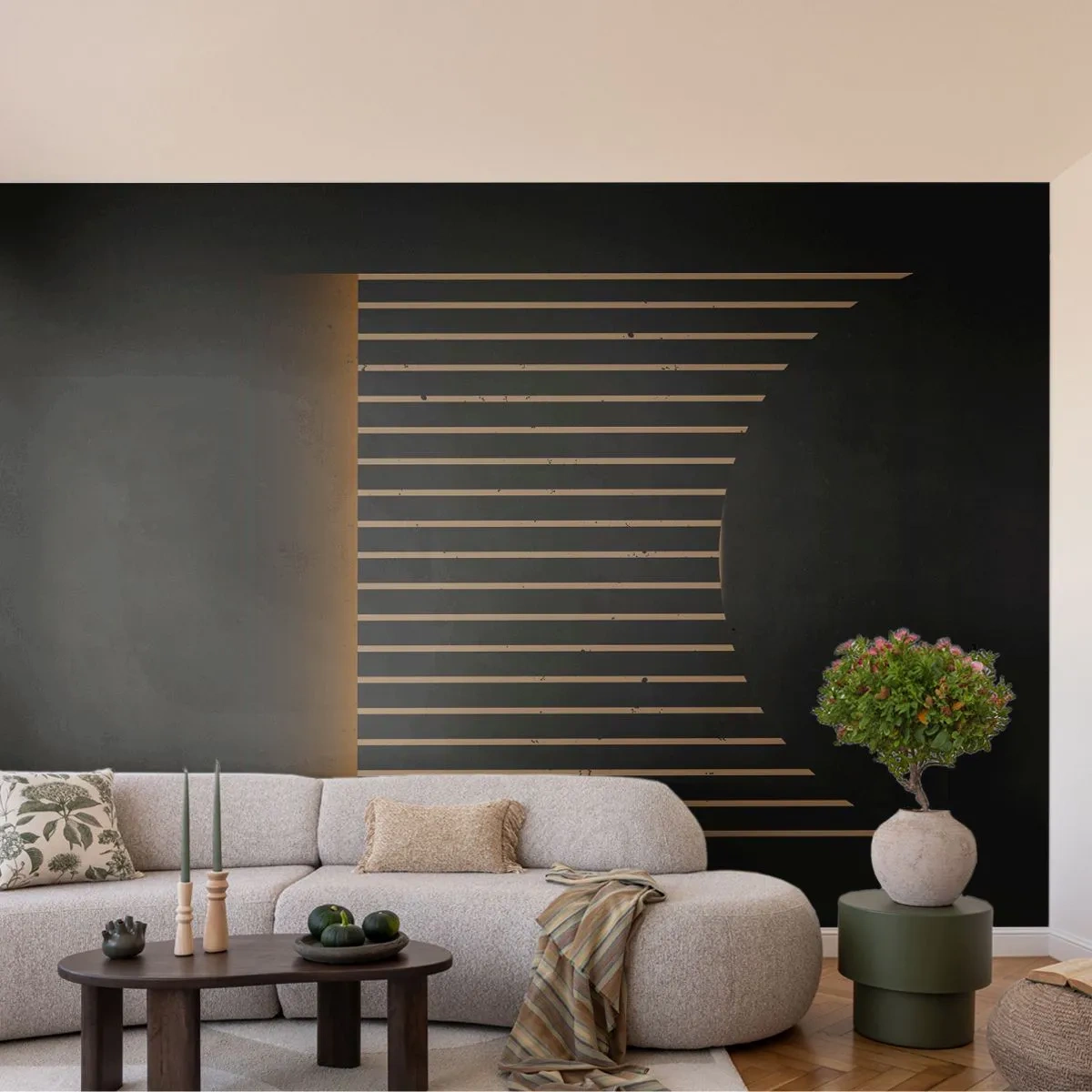 Fotótapéta Premium Sand - Fedezze fel a sötétséget - Absztrakció, Darab, Lineart - 400x280 cm