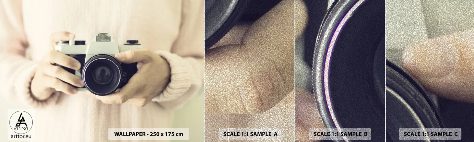 Fotótapéta Minta Premium Sand - Többet látni... - Kamera, Szüret, Fényképezés - 100x30 cm