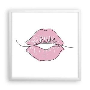 Poszter fekete keretben - Készen állsz a csókra? - 50x50 cm