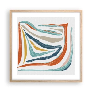 Poszter világos tölgy keretben - Barátságosan mosolygó absztrakció - 50x50 cm