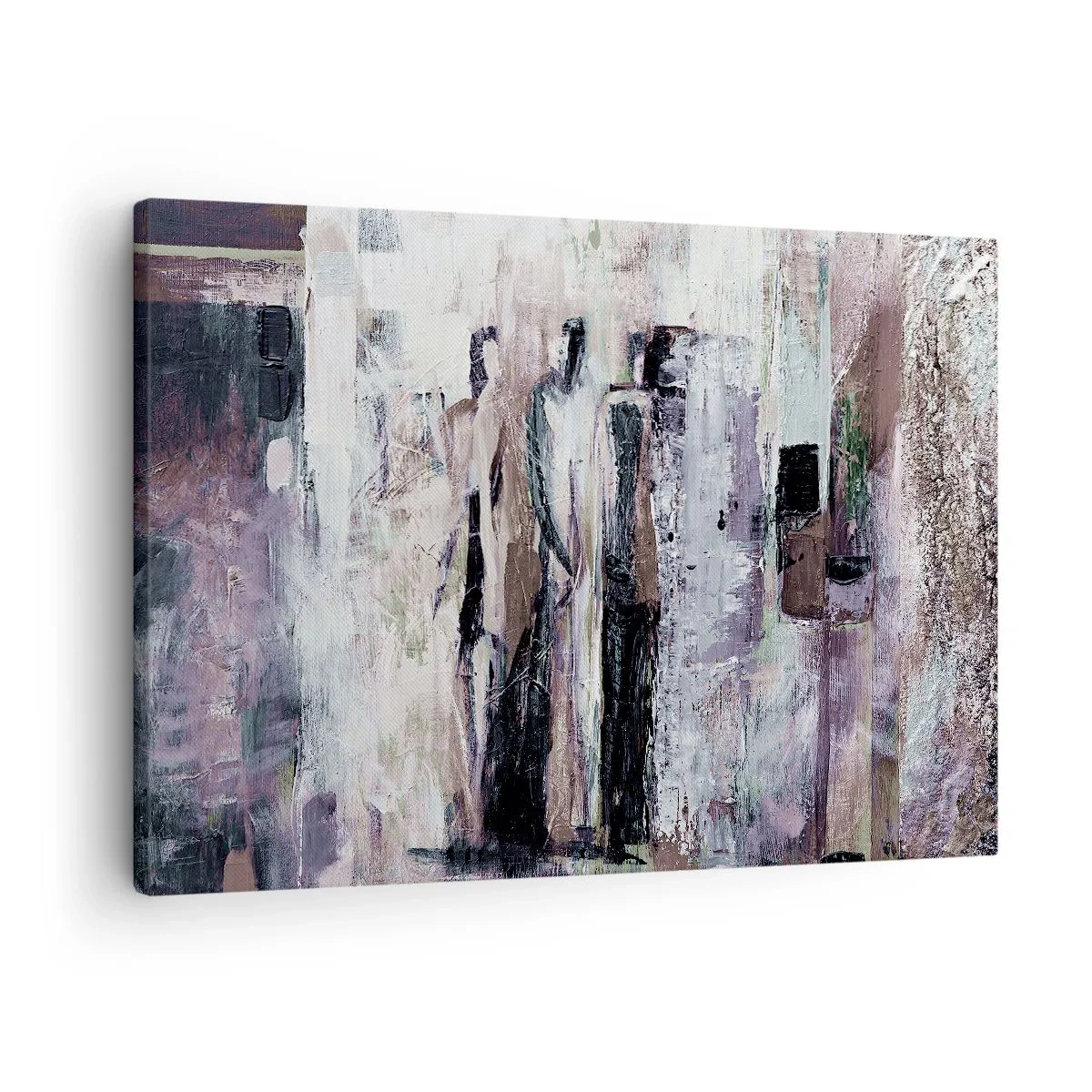 Vászonkép - Egy absztrakt kompozíció három pasztellszínű alakkal. - 70x50cm - A titokzatos hámas - Modern fali dekoráció nappalihoz és hálószobához ARTTOR