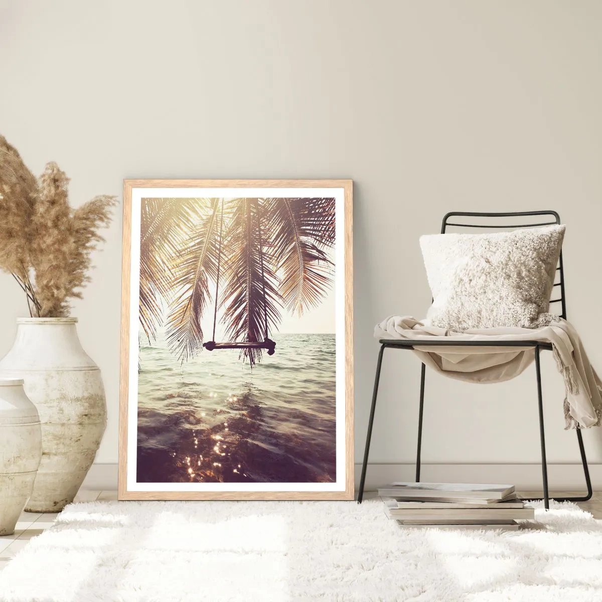 Poszter világos tölgy keretben - Tetszés szerint hintázhat a felhők között - 70x100 cm