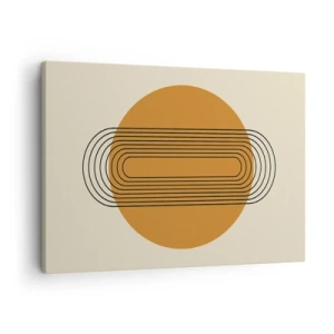 Vászonkép - Geometrikus minta narancssárga körökkel és vonalakkal - 70x50cm - Tökéletes terv - Modern fali dekoráció nappalihoz és hálószobához ARTTOR