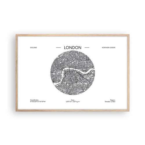 Poszter világos tölgy keretben - London anatómiája - 91x61 cm